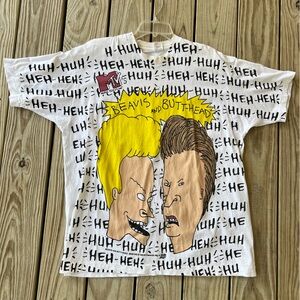 Beavis and Butt-head MTV Desantis shirt XL white 1995 Comic Images Butthead